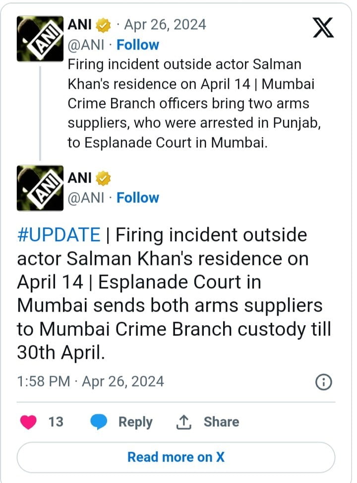 Punjab Gun Dealers Arrested in Salman Khan’s House Firing Case